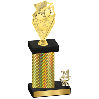 Accented Single Gold Carbon Fiber Year Pickleball Trophy