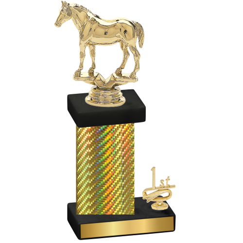 Accented Single Gold Carbon Fiber First Place Horses Trophy