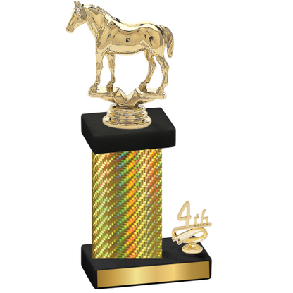 Accented Single Gold Carbon Fiber Fourth Place Horses Trophy