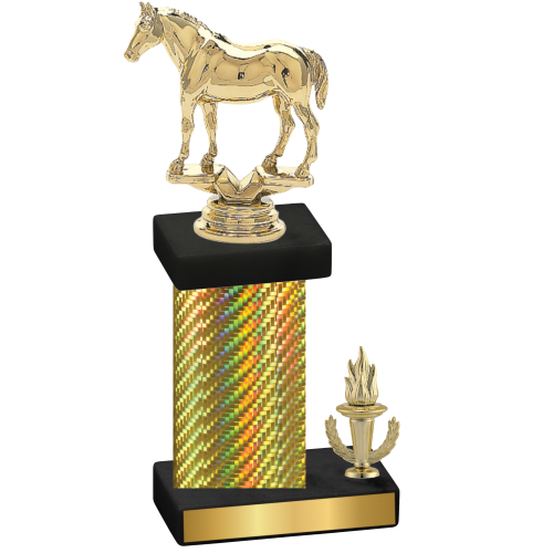 Accented Single Gold Carbon Fiber Victory Horses Trophy