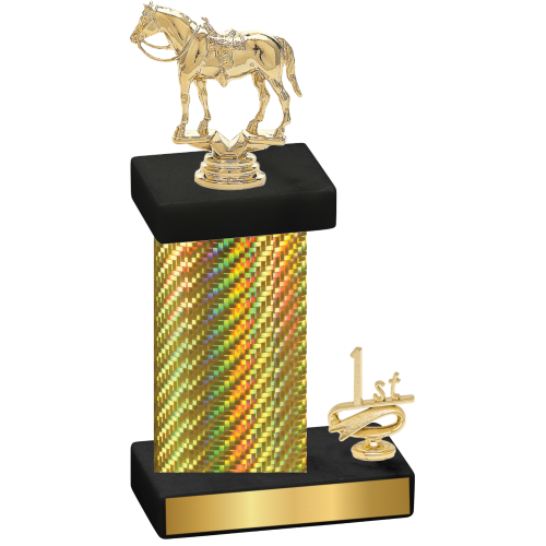 Accented Single Gold Carbon Fiber First Place Horses Trophy