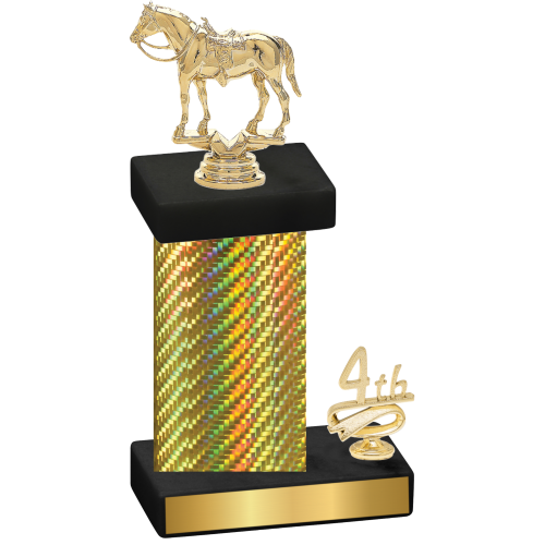 Accented Single Gold Carbon Fiber Fourth Place Horses Trophy