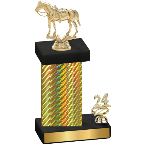 Accented Single Gold Carbon Fiber Year Horses Trophy