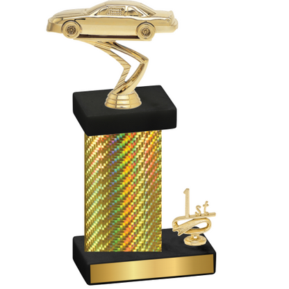 Accented Single Gold Carbon Fiber First Place Cars Trophy