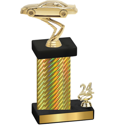 Accented Single Gold Carbon Fiber Year Cars Trophy