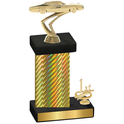 Accented Single Gold Carbon Fiber First Place Cars Trophy