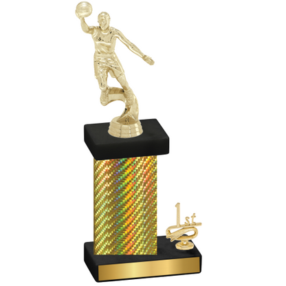 Accented Single Gold Carbon Fiber First Place Basketball Trophy