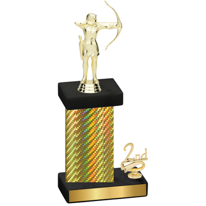 Accented Single Gold Carbon Fiber Second Place Archery Trophy