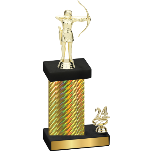 Accented Single Gold Carbon Fiber Year Archery Trophy