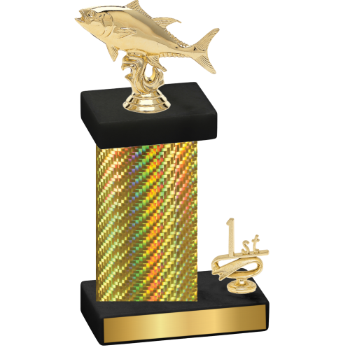 Accented Single Gold Carbon Fiber First Place Fishing Trophy