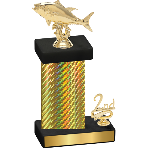 Accented Single Gold Carbon Fiber Second Place Fishing Trophy