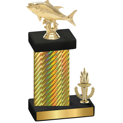 Accented Single Gold Carbon Fiber Victory Fishing Trophy