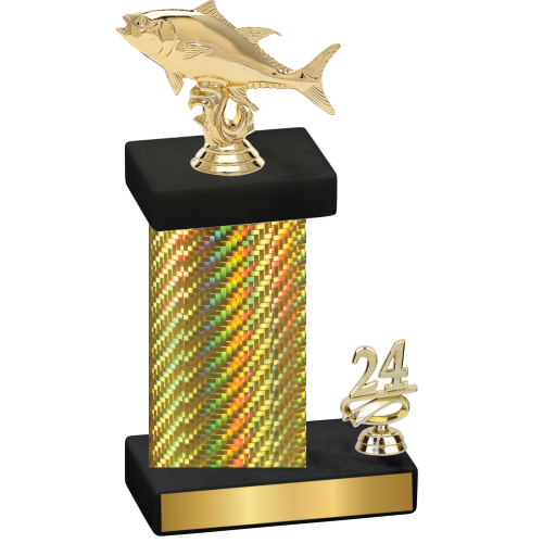 Accented Single Gold Carbon Fiber Year Fishing Trophy