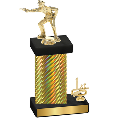 Accented Single Gold Carbon Fiber First Place Shooter Trophy