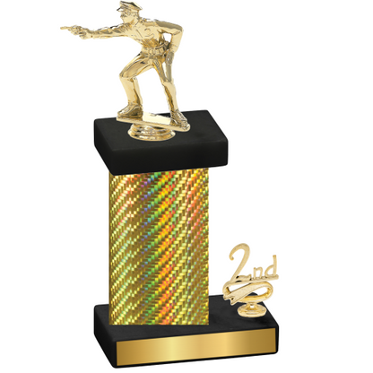 Accented Single Gold Carbon Fiber Second Place Shooter Trophy