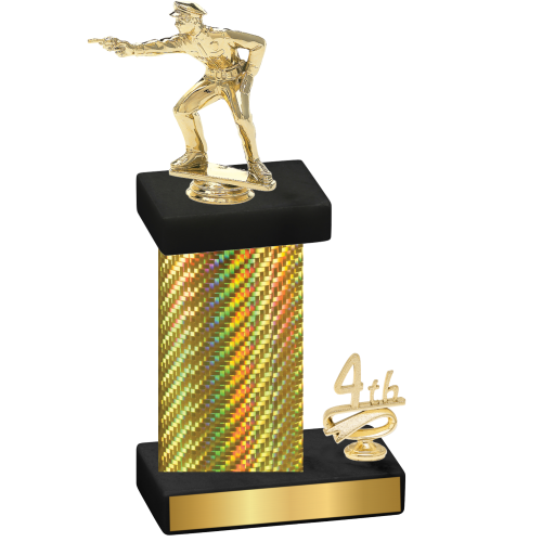 Accented Single Gold Carbon Fiber Fourth Place Shooter Trophy