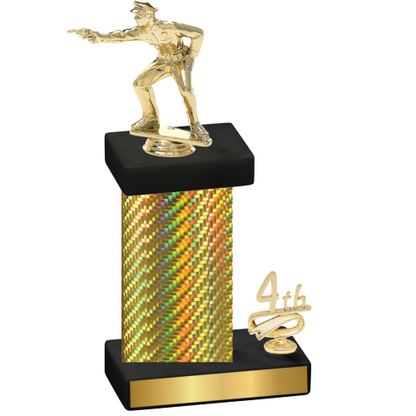Accented Single Gold Carbon Fiber Fourth Place Shooter Trophy