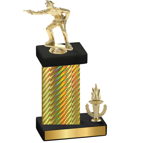 Accented Single Gold Carbon Fiber Victory Shooter Trophy