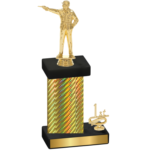 Accented Single Gold Carbon Fiber First Place Shooter Trophy