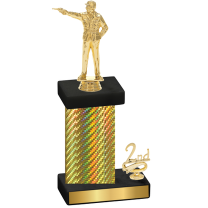 Accented Single Gold Carbon Fiber Second Place Shooter Trophy