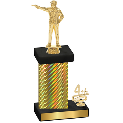 Accented Single Gold Carbon Fiber Fourth Place Shooter Trophy
