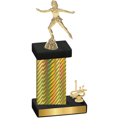 Accented Single Gold Carbon Fiber First Place Skater Trophy