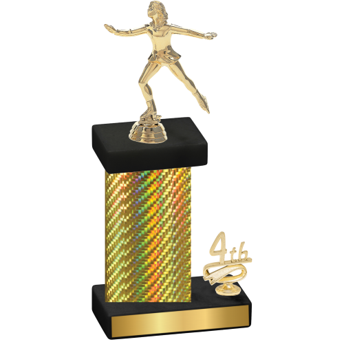 Accented Single Gold Carbon Fiber Fourth Place Skater Trophy