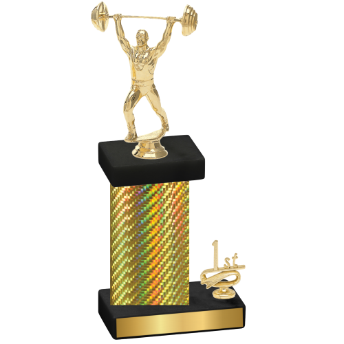 Accented Single Gold Carbon Fiber First Place Weights Trophy