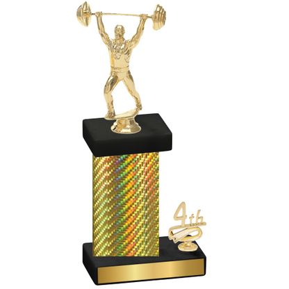 Accented Single Gold Carbon Fiber Fourth Place Weights Trophy