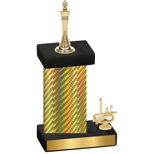 Accented Single Gold Carbon Fiber First Place Chess Trophy