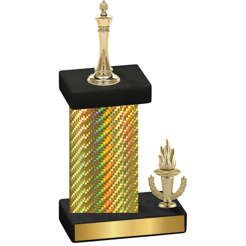 Accented Single Gold Carbon Fiber Victory Chess Trophy