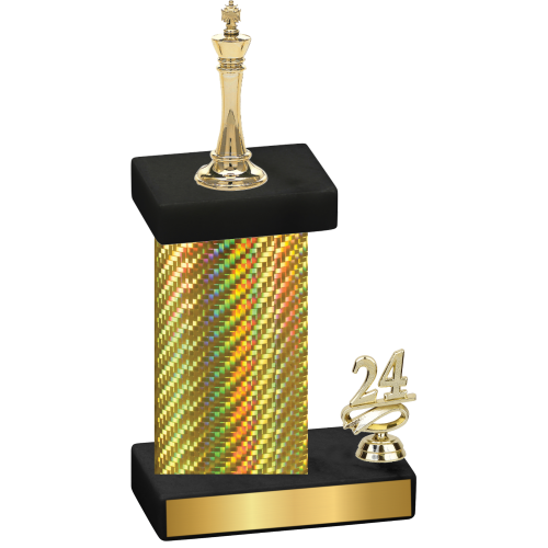 Accented Single Gold Carbon Fiber Year Chess Trophy