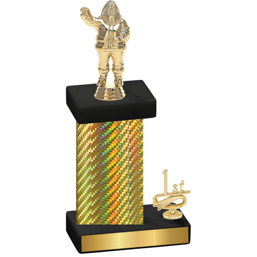 Accented Single Gold Carbon Fiber First Place Holiday Trophy