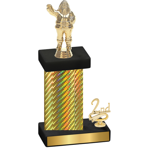 Accented Single Gold Carbon Fiber Second Place Holiday Trophy