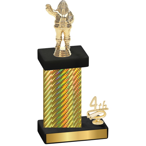 Accented Single Gold Carbon Fiber Fourth Place Holiday Trophy