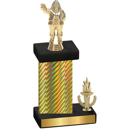 Accented Single Gold Carbon Fiber Victory Holiday Trophy