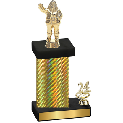 Accented Single Gold Carbon Fiber Year Holiday Trophy