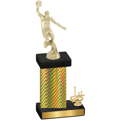 Accented Single Gold Carbon Fiber First Place Basketball Trophy