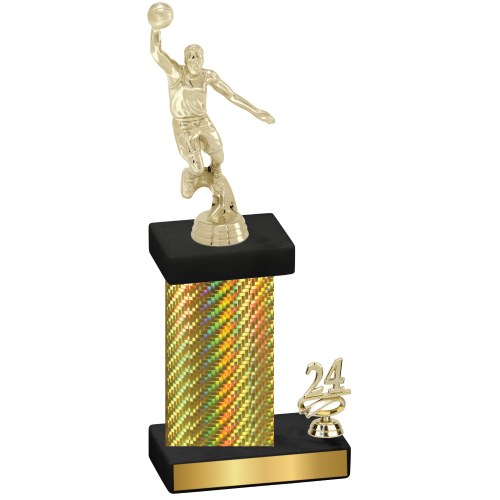 Accented Single Gold Carbon Fiber Year Basketball Trophy