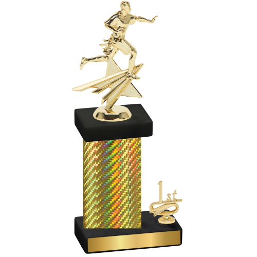 Accented Single Gold Carbon Fiber First Place Flag Football Trophy