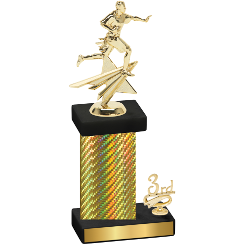 Accented Single Gold Carbon Fiber Third Place Flag Football Trophy