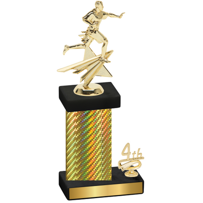 Accented Single Gold Carbon Fiber Fourth Place Flag Football Trophy