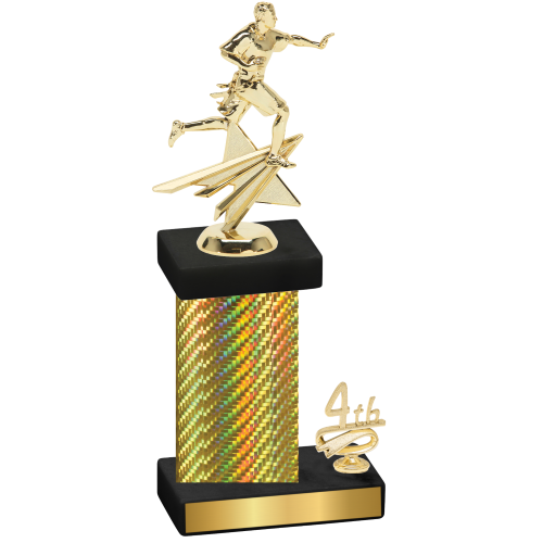 Accented Single Gold Carbon Fiber Fourth Place Flag Football Trophy