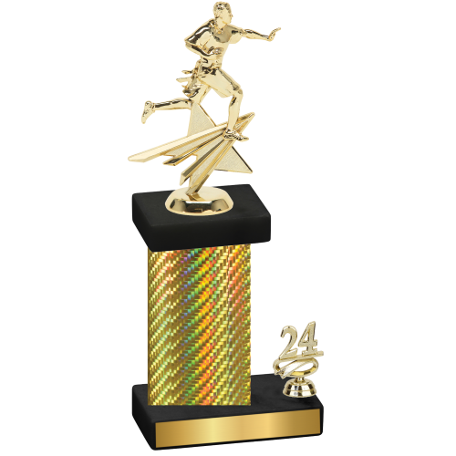 Accented Single Gold Carbon Fiber Year Flag Football Trophy