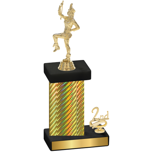 Accented Single Gold Carbon Fiber Second Place Majorette Trophy