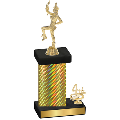 Accented Single Gold Carbon Fiber Fourth Place Majorette Trophy