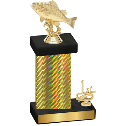 Accented Single Gold Carbon Fiber First Place Fishing Trophy