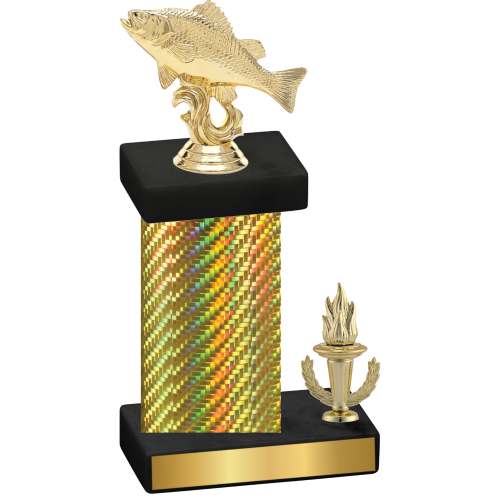 Accented Single Gold Carbon Fiber Victory Fishing Trophy