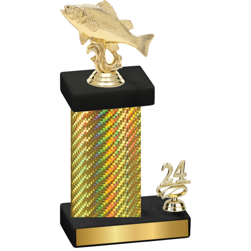 Accented Single Gold Carbon Fiber Year Fishing Trophy