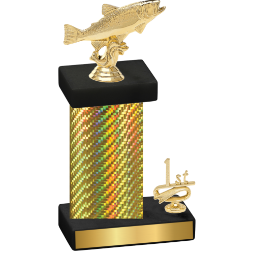 Accented Single Gold Carbon Fiber First Place Fishing Trophy